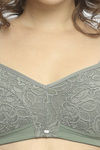 Soie Double Layered Non Wired Full Coverage Lace Bra - Grass — thumbnail 5