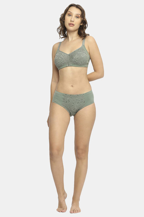 Soie Double Layered Non Wired Full Coverage Lace Bra - Grass — image 6