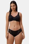 Soie Double Layered Regular Wired Full Coverage Lace Bra - Black — thumbnail 4