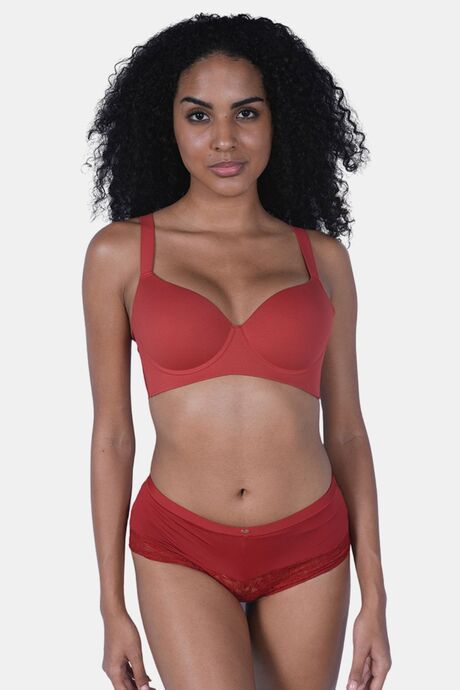 Soie Padded Regular Wired Full Coverage T-Shirt Bra - Rust — image 4