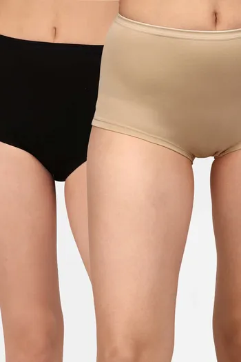 model image of Soie High Rise Half Coverage Boyshort Panty (Pack of 2) - Multicolor