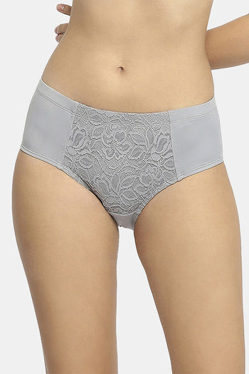 model image of Soie High Rise Full Coverage Hipster Panty - Ash Grey