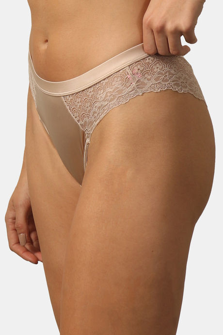 Soie Mid Rise Full Coverage Lace Seamless Panty - Champagne — image 2