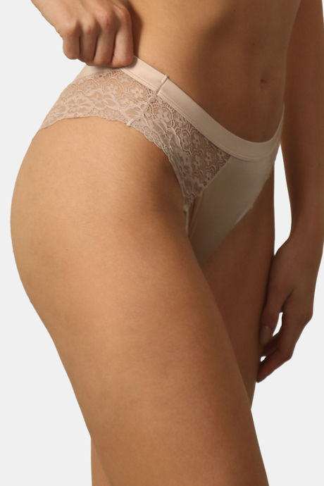 Soie Mid Rise Full Coverage Lace Seamless Panty - Champagne — image 3
