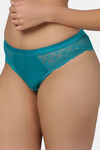 Soie Mid Rise Full Coverage Lace Seamless Panty - Peacock — thumbnail 2