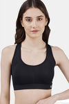 Soie Moisture Wicking Removable Padding Sports Bra - Black — thumbnail 1
