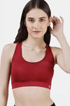 Soie Moisture Wicking Removable Padding Sports Bra - Maroon — thumbnail 1
