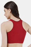 Soie Moisture Wicking Removable Padding Sports Bra - Maroon — thumbnail 2