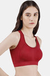 Soie Moisture Wicking Removable Padding Sports Bra - Maroon — thumbnail 3