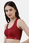 Soie Moisture Wicking Removable Padding Sports Bra - Maroon — thumbnail 4