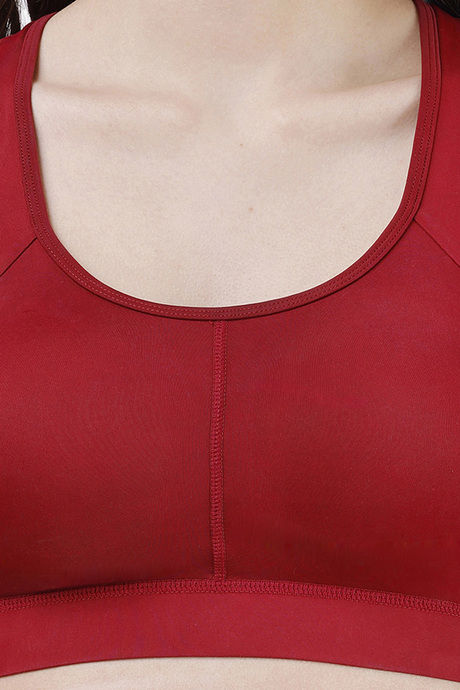 Soie Moisture Wicking Removable Padding Sports Bra - Maroon — image 6