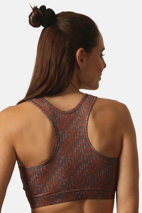 Soie Medium Impact Quick Dry Padded Sports Bra - Brown — image 2