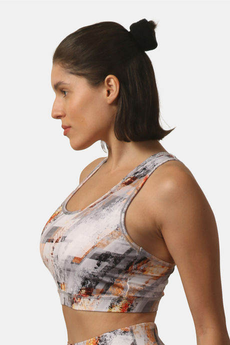Soie Medium Impact Quick Dry Padded Sports Bra - Grey — image 3