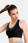 Soie High Impact Padded Non Wired Full Coverage Sports Bra - Black — thumbnail 3