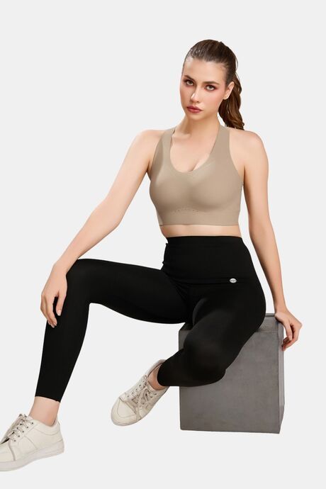 Soie High Impact Padded Non Wired Full Coverage Sports Bra - Latte — image 4