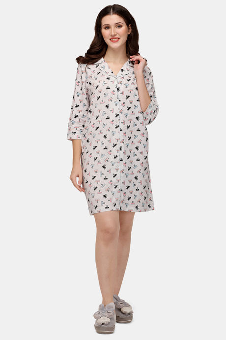 Soie Viscose Knee Length Nightdress - Assorted — image 4
