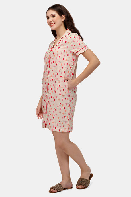 Soie Viscose Knee Length Nightdress - Assorted — image 2
