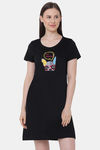 Soie Cotton Modal Knee Length Nightdress - Black — thumbnail 1