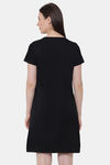 Soie Cotton Modal Knee Length Nightdress - Black — thumbnail 4