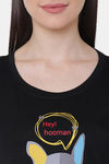 Soie Cotton Modal Knee Length Nightdress - Black — thumbnail 6