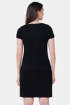 Soie Cotton Modal Knee Length Nightdress - Black — thumbnail 4