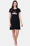 Soie Cotton Modal Knee Length Nightdress - Black — thumbnail 5