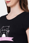 Soie Cotton Modal Knee Length Nightdress - Black — thumbnail 8