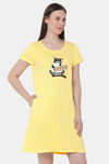 Soie Cotton Modal Knee Length Nightdress - Yellow — thumbnail 2