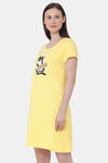 Soie Cotton Modal Knee Length Nightdress - Yellow — thumbnail 3