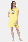 Soie Cotton Modal Knee Length Nightdress - Yellow — thumbnail 5