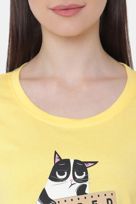 Soie Cotton Modal Knee Length Nightdress - Yellow — image 6
