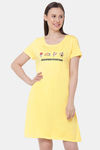 Soie Cotton Modal Knee Length Nightdress - Yellow — thumbnail 1