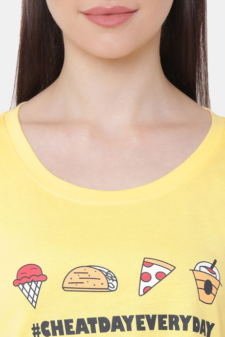 Soie Cotton Modal Knee Length Nightdress - Yellow — image 6