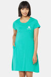 Soie Cotton Modal Knee Length Nightdress - Green — thumbnail 1