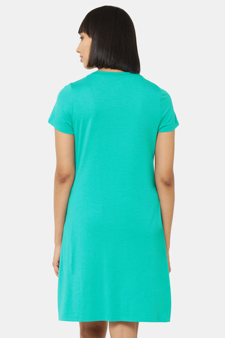 Soie Cotton Modal Knee Length Nightdress - Green — image 4