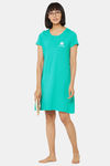 Soie Cotton Modal Knee Length Nightdress - Green — thumbnail 5
