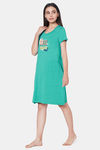Soie Cotton Modal Knee Length Nightdress - Green — thumbnail 3