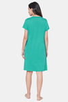 Soie Cotton Modal Knee Length Nightdress - Green — thumbnail 4