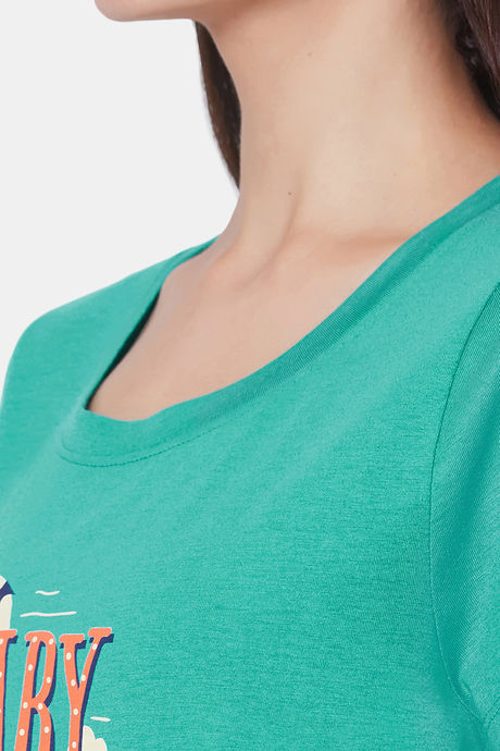Soie Cotton Modal Knee Length Nightdress - Green — image 7