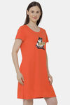 Soie Cotton Modal Knee Length Nightdress - Orange — thumbnail 2