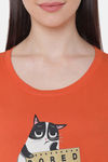 Soie Cotton Modal Knee Length Nightdress - Orange — thumbnail 6