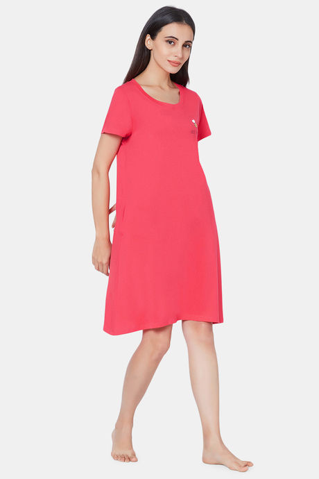 Soie Cotton Modal Knee Length Nightdress - Pink — image 2