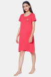 Soie Cotton Modal Knee Length Nightdress - Pink — thumbnail 3