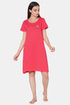 Soie Cotton Modal Knee Length Nightdress - Pink — thumbnail 4