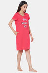 Soie Cotton Modal Knee Length Nightdress - Pink — thumbnail 2