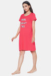 Soie Cotton Modal Knee Length Nightdress - Pink — thumbnail 3