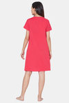 Soie Cotton Modal Knee Length Nightdress - Pink — thumbnail 4