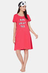 Soie Cotton Modal Knee Length Nightdress - Pink — thumbnail 5
