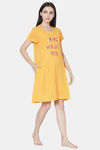 Soie Cotton Modal Knee Length Nightdress - Yellow — thumbnail 2
