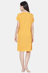 Soie Cotton Modal Knee Length Nightdress - Yellow — thumbnail 4